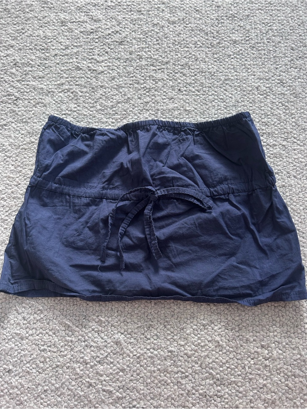 Edikted Navy Blue Elastic Waist Skirt with Pink Logo Tag